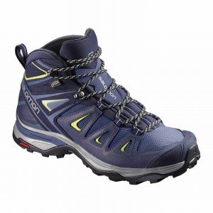 Botte Randonnée Salomon X ULTRA 3 WIDE MID GORE-TEX Femme Bleu | UKIOW-2958