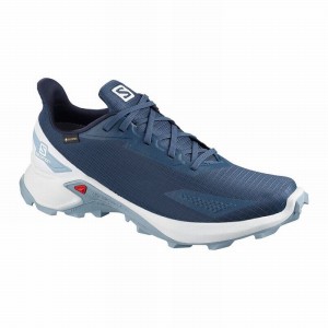 Chaussure Trail Running Salomon ALPHACROSS BLAST GTX Homme Bleu Marine Blanche | PREAJ-6783