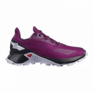 Chaussure Trail Running Salomon ALPHACROSS BLAST CLIMASALOMON WATERPROOF Enfant Violette Noir | EASQB-5714