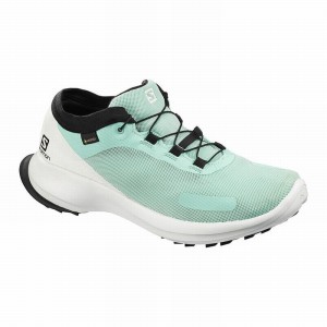 Chaussure Trail Running Salomon SENSE FEEL GTX W Femme Turquoise Blanche | THMSU-1582