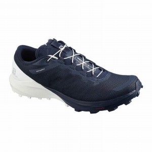 Chaussure Trail Running Salomon SENSE PRO 4 Femme Bleu Marine Blanche | UHIFO-0746