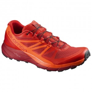 Chaussure Trail Running Salomon SENSE RIDE Homme Rouge Foncé Orange | GXMCV-9358