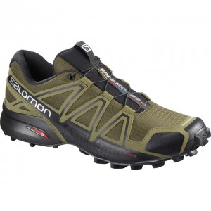 Chaussure Trail Running Salomon SPEEDCROSS 4 Homme Kaki Noir | UILFH-4239