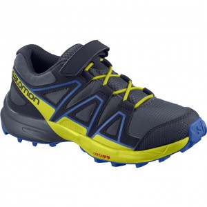 Chaussure Trail Running Salomon SPEEDCROSS BUNGEE K Enfant Bleu Marine Jaune | VFTYX-7325