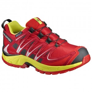 Chaussure Trail Running Salomon XA PRO 3D CSWP J Enfant Rouge Jaune | LAUKI-1567