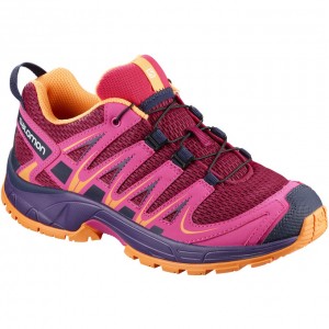 Chaussure Trail Running Salomon XA PRO 3D K Enfant Bordeaux Rose | VKWMY-9173