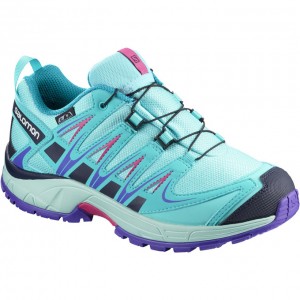 Chaussure Trail Running Salomon XA PRO 3D CSWP K Enfant Turquoise | NFDKL-2510