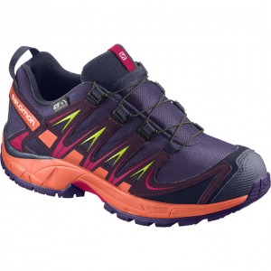 Chaussure Trail Running Salomon XA PRO 3D CSWP K Enfant Violette Orange | AEFWZ-2058