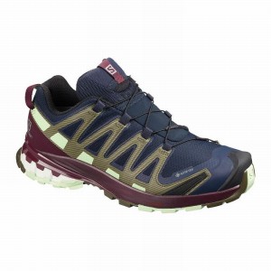 Chaussure de Randonnée Salomon XA PRO 3D V8 GORE-TEX Femme Bleu Marine Bordeaux | AWKEL-3712