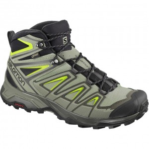 Chaussure de Randonnée Salomon X ULTRA 3 MID GTX Homme Vert Olive Noir | IEKXL-9872