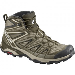 Chaussure de Randonnée Salomon X ULTRA MID 3 AERO Homme Vert Olive Noir | WFCUL-7261