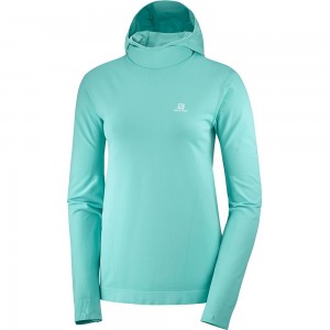 Couches Intermédiaires Salomon AGILE MID HOODIE W SEAMLESS Femme Turquoise | IDVOB-9405