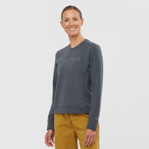 Couches Intermédiaires Salomon COMET CREW NECK PULL W Femme Grise Foncé | LJCAX-9025