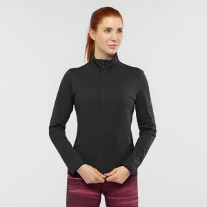 Couches Intermédiaires Salomon ESSENTIAL LIGHTWARM Full Zip Midlayer Jacket Femme Noir | WLVOR-5014