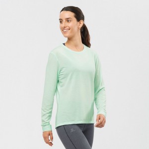 Couches Intermédiaires Salomon ESSENTIAL LONG SLEEVE Femme Noir | CYZXM-2893