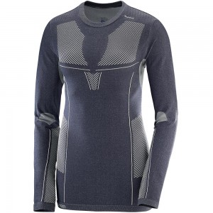 Couches Intermédiaires Salomon PRIMO WARM LS CN W Femme Slategray | STGVM-7429