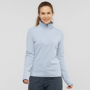 Couches Intermédiaires Salomon WARM AMBITION HALF ZIP W Jacket Femme Bleu | WNPUB-2956