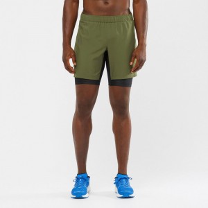 Short Salomon XA TWINSKIN Homme Vert Olive | EDLOQ-0768