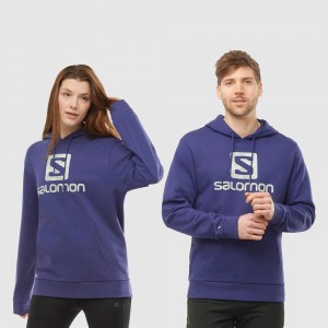 Sweat a Capuche Salomon OUTLIFE LOGO SUMMER Sportswear Homme Bleu Marine | ESACW-6509