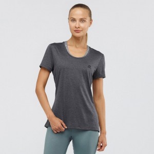 T Shirts Salomon AGILE Femme Noir | JBKCZ-1635