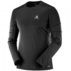 T Shirts Salomon AGILE LS M Homme Noir | STAEB-0514