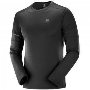 T Shirts Salomon AGILE LS M Homme Noir | MZOVW-2176