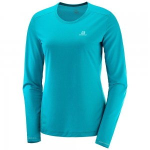 T Shirts Salomon AGILE LS W Long Sleeve Femme Bleu | UYFGW-5081