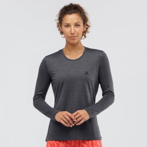 T Shirts Salomon AGILE Long Sleeve Femme Noir | GVSPJ-9034