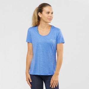 T Shirts Salomon AGILE Road Running Short Sleeve Femme Bleu | FYTMG-6845