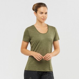 T Shirts Salomon AGILE Road Running Short Sleeve Femme Vert Olive | ECNYJ-1724