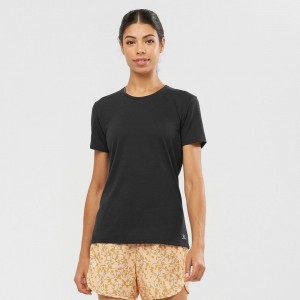 T Shirts Salomon COMET SLEEVE Femme Noir | QJTWP-7156