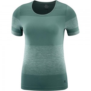 T Shirts Salomon ELEVATE MOVE'ON W Femme Vert | QVSNK-8053