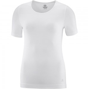 T Shirts Salomon ELEVATE MOVE'ON W Femme Blanche | SXWUH-9456