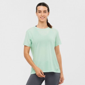 T Shirts Salomon ESSENTIAL TENCEL Femme Bleu | SPIDU-3725