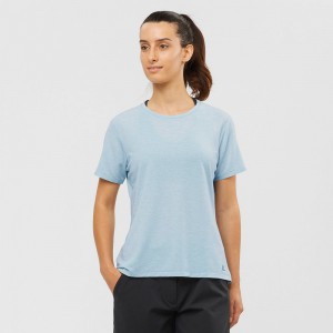 T Shirts Salomon ESSENTIAL TENCEL Femme Bleu | DVAWK-4832