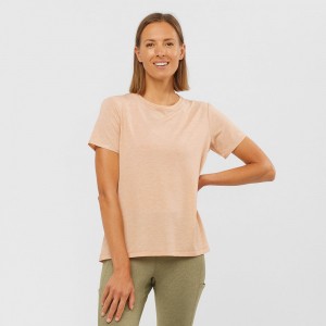 T Shirts Salomon ESSENTIAL TENCEL Femme Beige | GUBDQ-3140