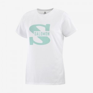 T Shirts Salomon OUTLIFE BIG LOGO Short Sleeve Femme Blanche | YMSQU-5397