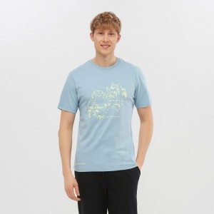 T Shirts Salomon OUTLIFE GRAPHIC SALOMONOTONE SS M Short Sleeve Homme Bleu | SPWCA-2618