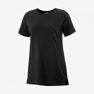 T Shirts Salomon OUTLIFE LAYERING W Short Sleeve Femme Noir | MKAXF-5381