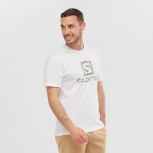 T Shirts Salomon OUTLIFE LOGO Short Sleeve Homme Blanche | TSOXW-1749