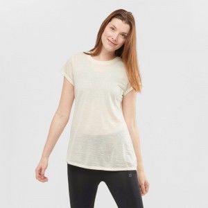 T Shirts Salomon OUTLIFE MERINO SS W Short Sleeve Femme Blanche | YRJVF-7524