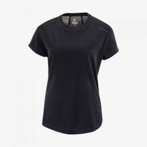 T Shirts Salomon OUTLIFE MERINO SS W Short Sleeve Femme Noir | QDAMP-3580