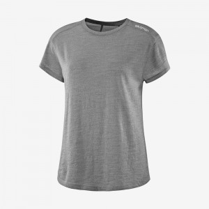 T Shirts Salomon OUTLIFE MERINO SS W Short Sleeve Femme Grise | BISUQ-2857