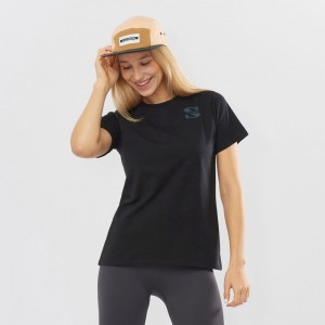 T Shirts Salomon OUTLIFE SMALL LOGO SS W Short Sleeve Femme Noir | MBYPN-9187