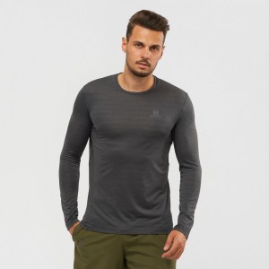 T Shirts Salomon OUTLINE Long Sleeve Homme Noir | TVGLM-6984