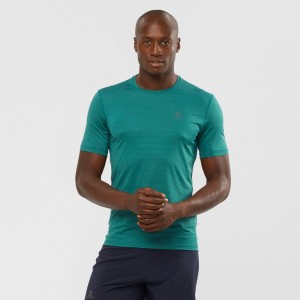 T Shirts Salomon OUTLINE New Trail Running Gear Homme Vert | PBSDQ-0593