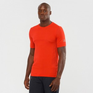 T Shirts Salomon SENSE SEAMLESS M Short Sleeve Homme Orange | SQPUJ-0926