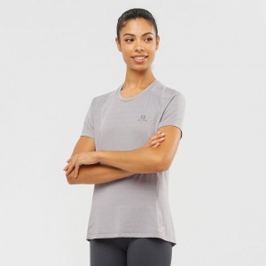 T Shirts Salomon XA W Short Sleeve Femme Grise | HKTQJ-8165