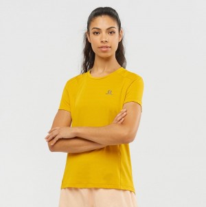 T Shirts Salomon XA W Short Sleeve Femme Jaune | YWECH-9254