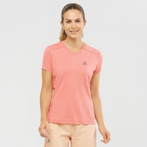 T Shirts Salomon XA W Short Sleeve Femme Corail | TUXNM-6928